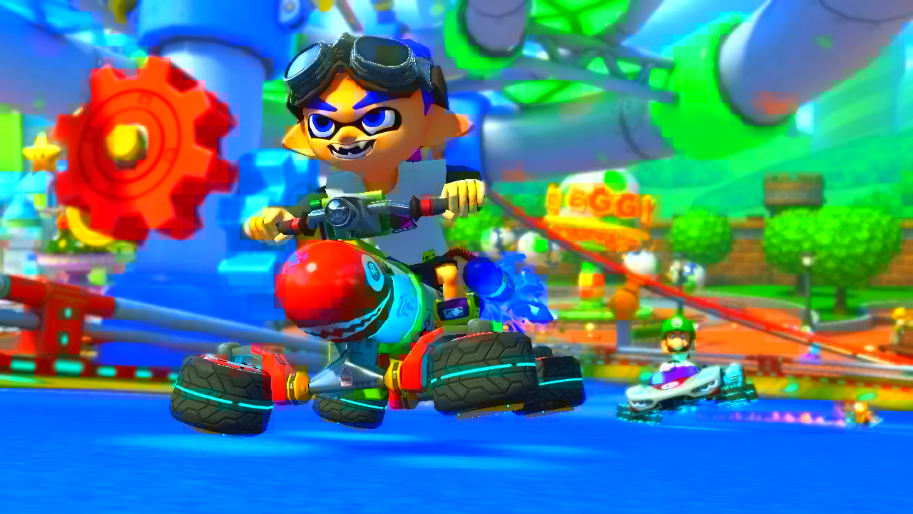 An image with significantly oversaturated colours, causing a bloom effect around some objects