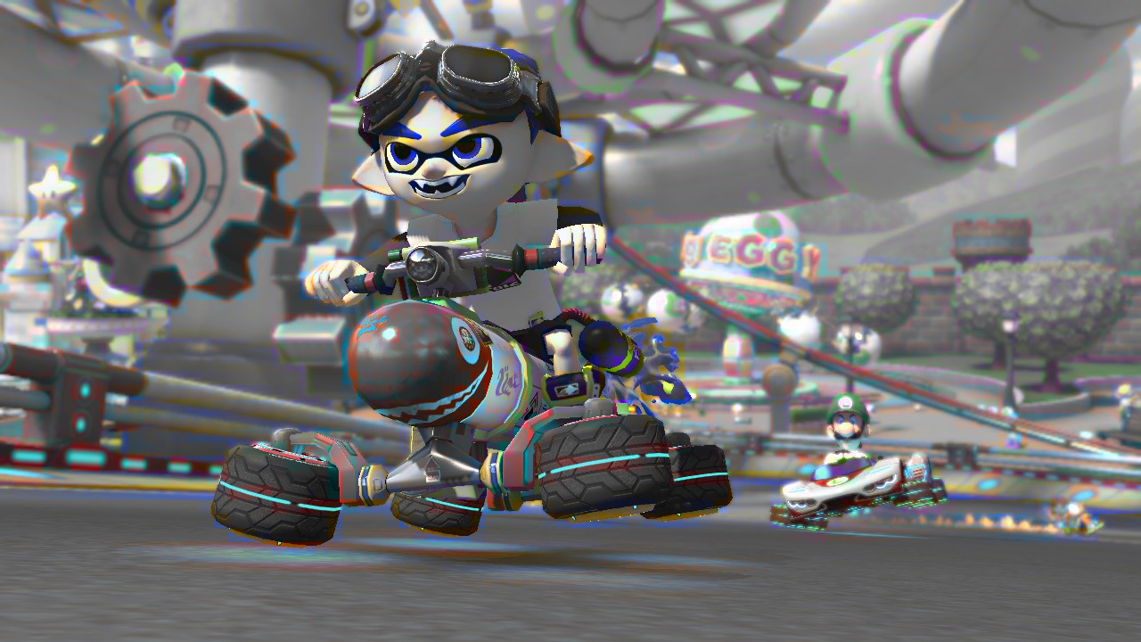 An image mostly in grayscale, with some shifted pixels being a subtle red or cyan, similar to a chromatic abberation effect