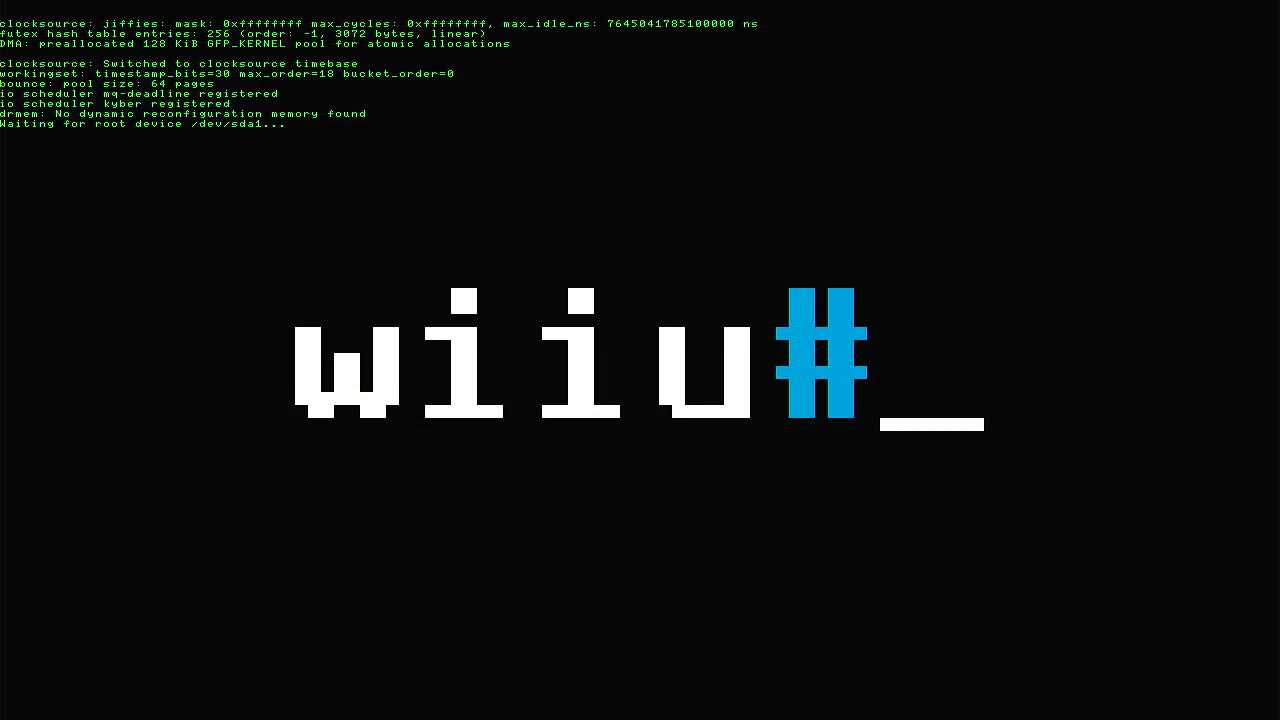 Screenful of text, Linux 5.16.0 booting on wiiu (page 2)